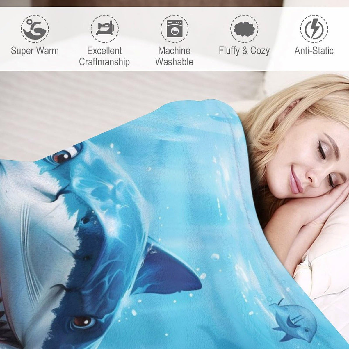 Ocean Shark Fleece Throw Blanket (40"x50" / Shark)