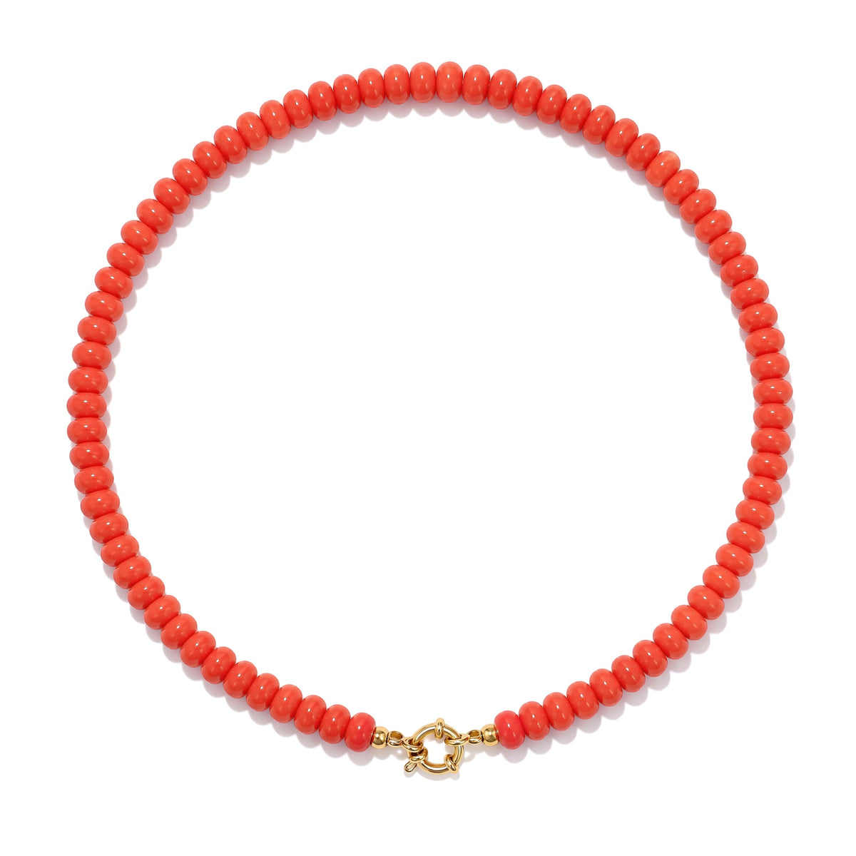 Red Natural Stone Beaded Choker Necklace for Women (Tangerine-color)