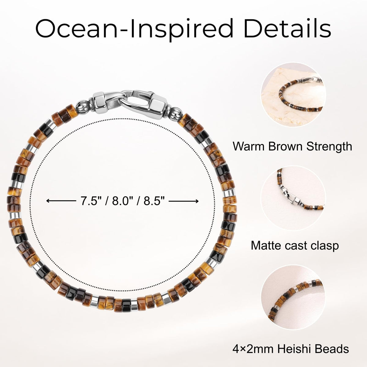 Men's Beaded Bracelet (Tiger Eye / 8")