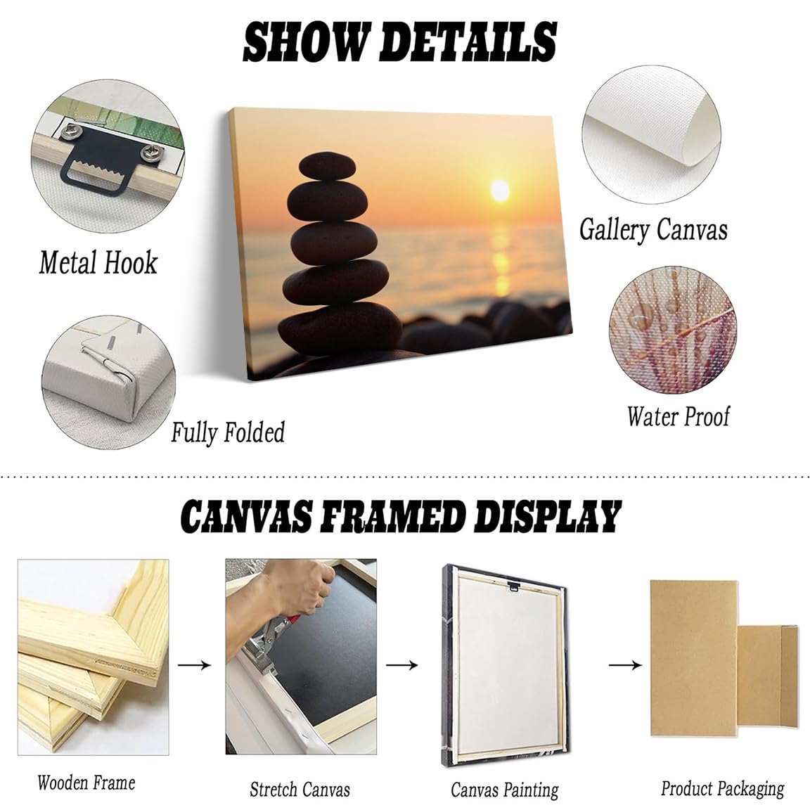 Minimalist Zen Sunset Wall Art (Wood Framed-2 / 20"L x 30"W)