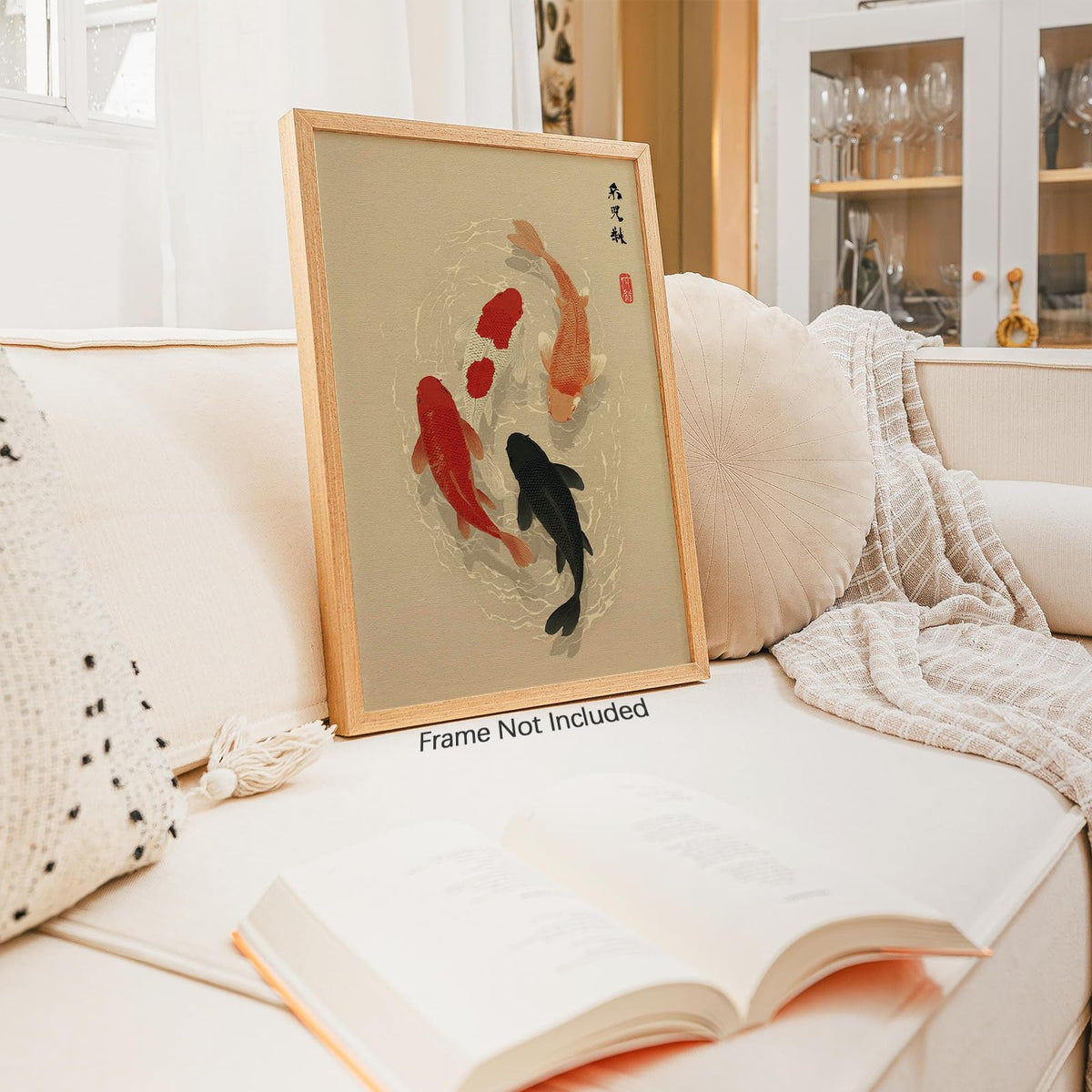 Japanese Koi Fish Poster Minimalist Asian Wall Art Vintage Zen Water Painting Modern Oriental Fish Artwork Japan Decor Aesthetic Prints for Living Room Bedroom Office 16x24in Unframed (Unframed / Japanese Artwork / 24"L x 16"W)