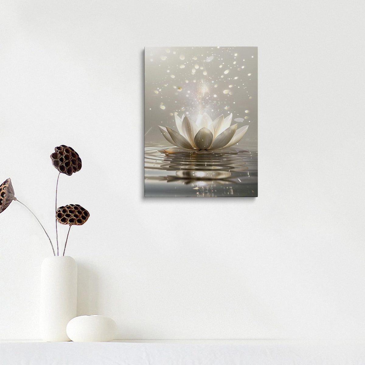 Framed Canvas Wall Art Zen Lotus Flower Spiritual Floral Painting Prints Posters Wall Decor Artwork for Spa Bathroom Bedroom Living Room Office Meditation Room Yoga Studio 12x16 Inches (Lotus Flower02 / 16"L x 12"W)
