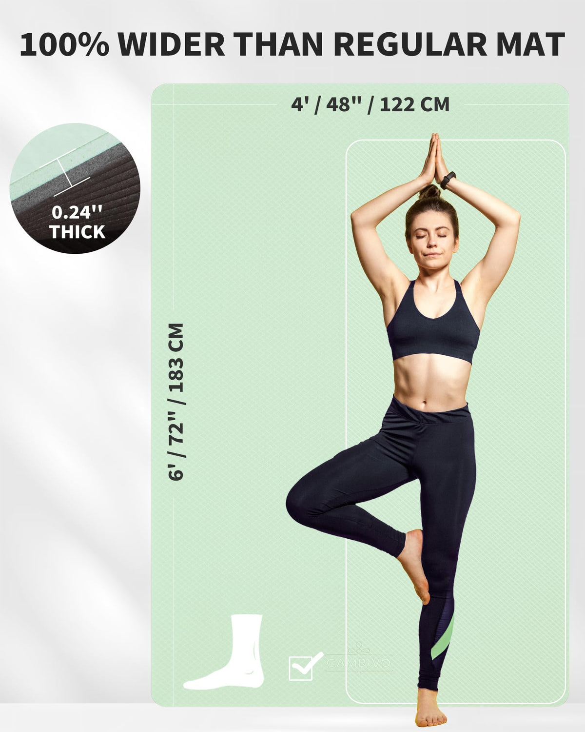 Large Yoga Mat (MINT GREEN / 6mm)