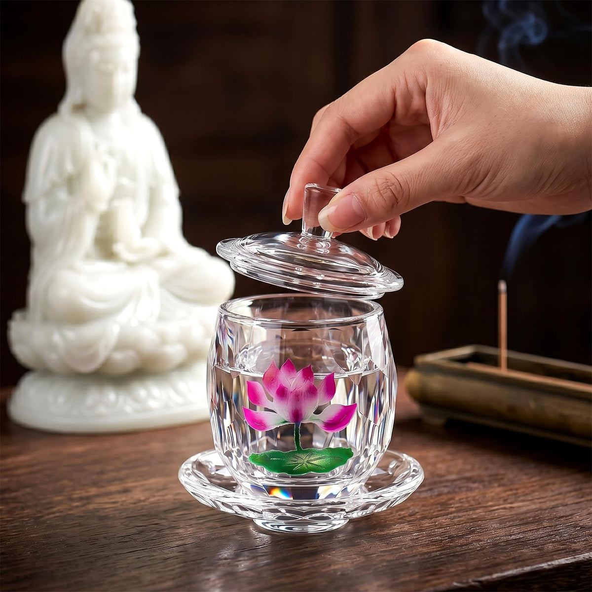 Buddha Water Cup (1pc Lotus Glass Cup)