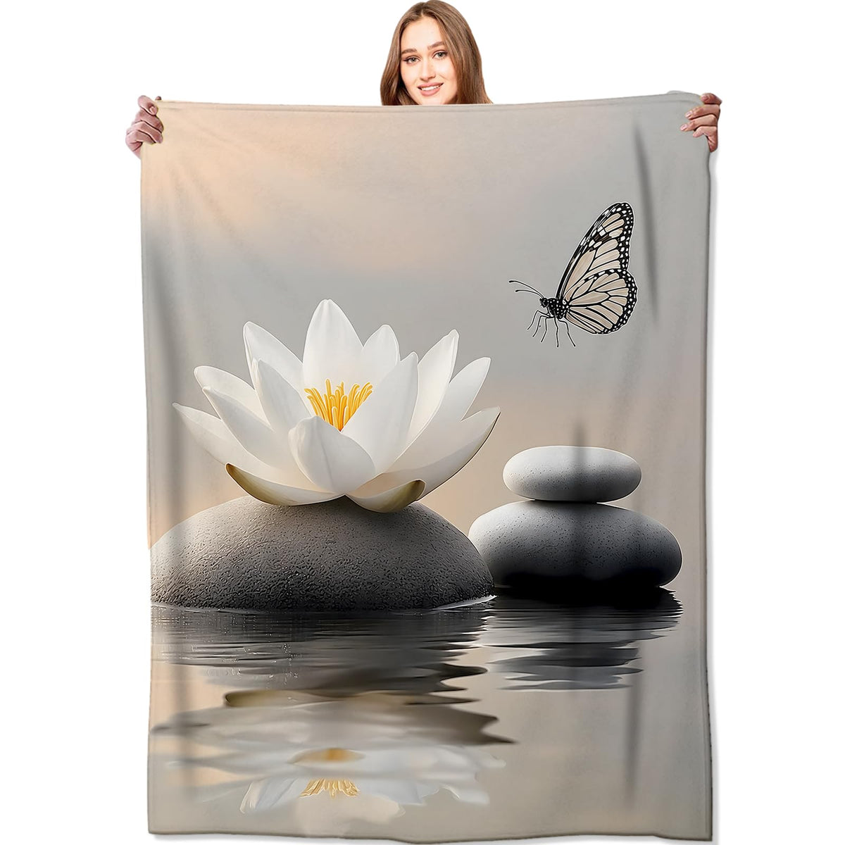 Lotus Stone Flannel Blanket (Lotus Stone / 40x50 inch)