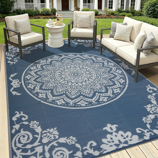 Outdoor Rug Waterproof 6x9 ft (Blue / 6' x 9' (Rectangular))