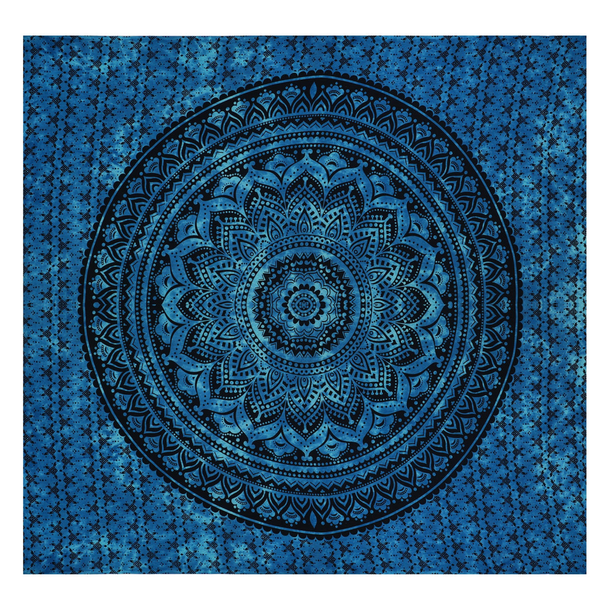 Blue Handmade Cotton Mandala Tapestry (Blue / 90"L x 84"W)