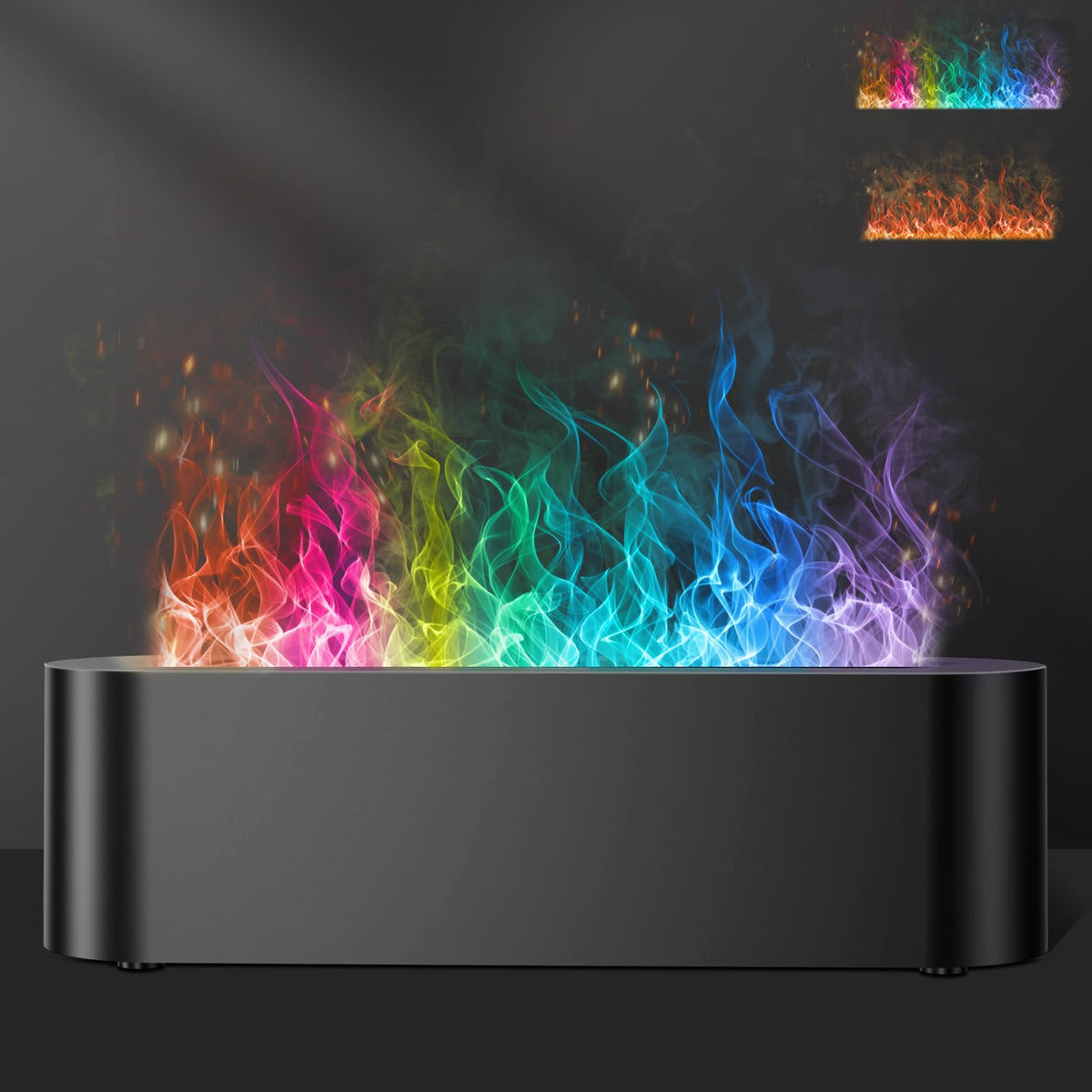 Colorful Flame Fire Diffuser Humidifier (Black Colored Light)