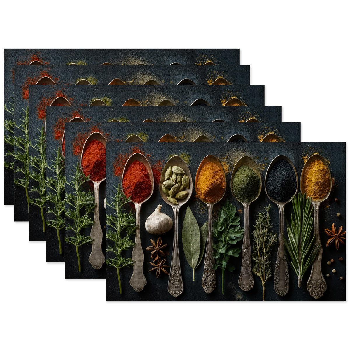 Cooking Herbs Spices Table Mats Set of 6 (Cooking Herbs Spices)