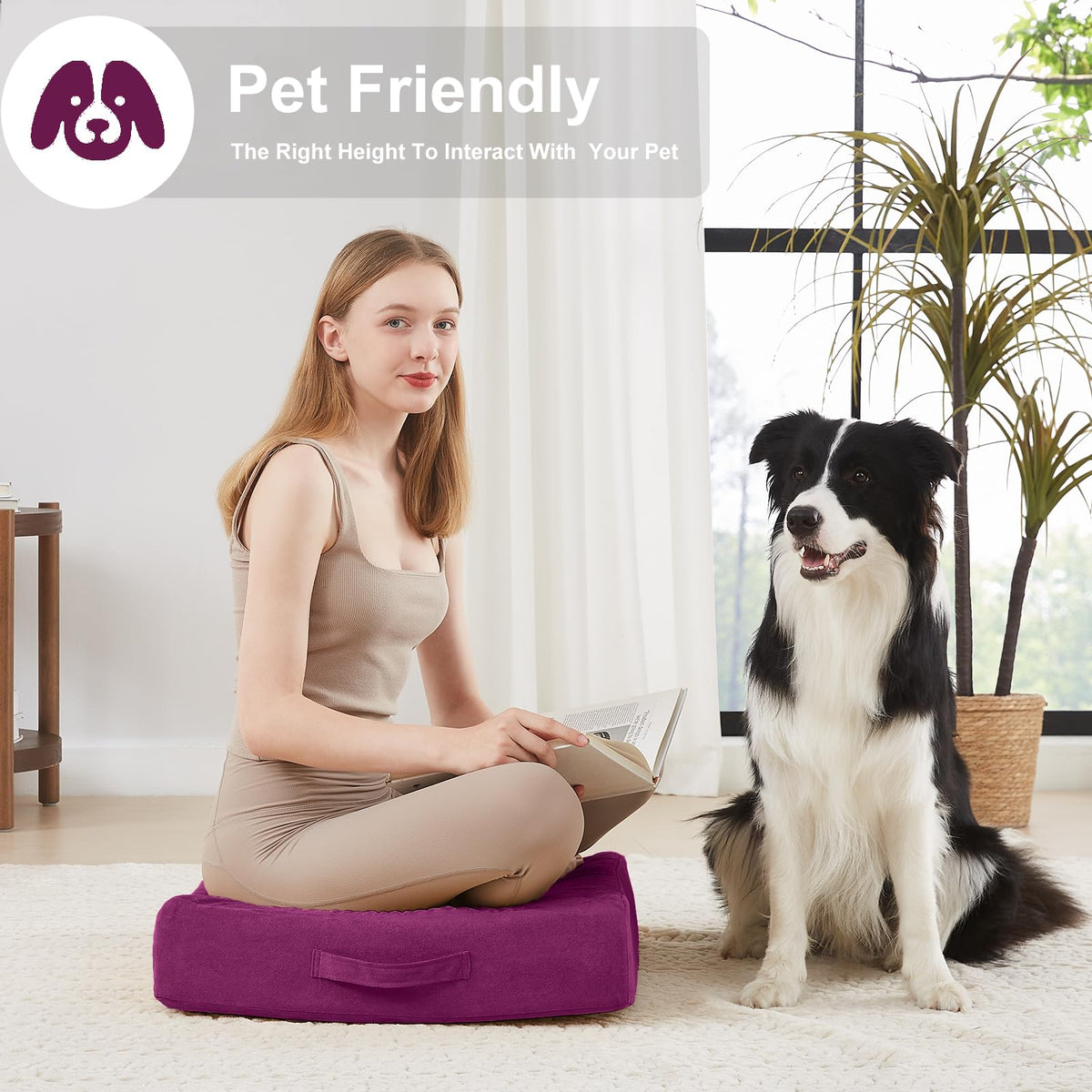 22 inches Floor Pillow for Adults (Purple / 1 Count)
