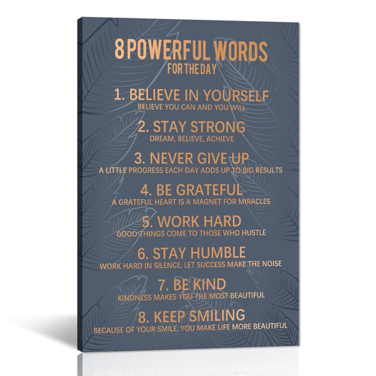 Motivational Wall Decor Entrepreneur Quotes Canvas Print Poster 8 POWERFUL WORDS Office Inspirational Modern Wall Art Living Room Bedroom Artwork Framed Easy to Hang (Style_11 / 36"L x 24"W)