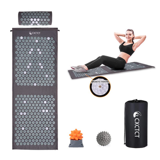 Extra Long Yoga Acupressure Mat Set (Grey)