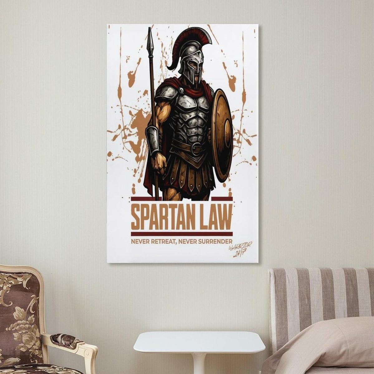 Spartan Law Never Retreat Never Surrender Canvas Printing Wall Art Prints Wall Decor Posters Ancient Warrior Shield Spear Vintage Greek Bedroom Living Room Office Gym Decor 12x18inch (style-27 / 12x18inch(30x45cm) Unframe)