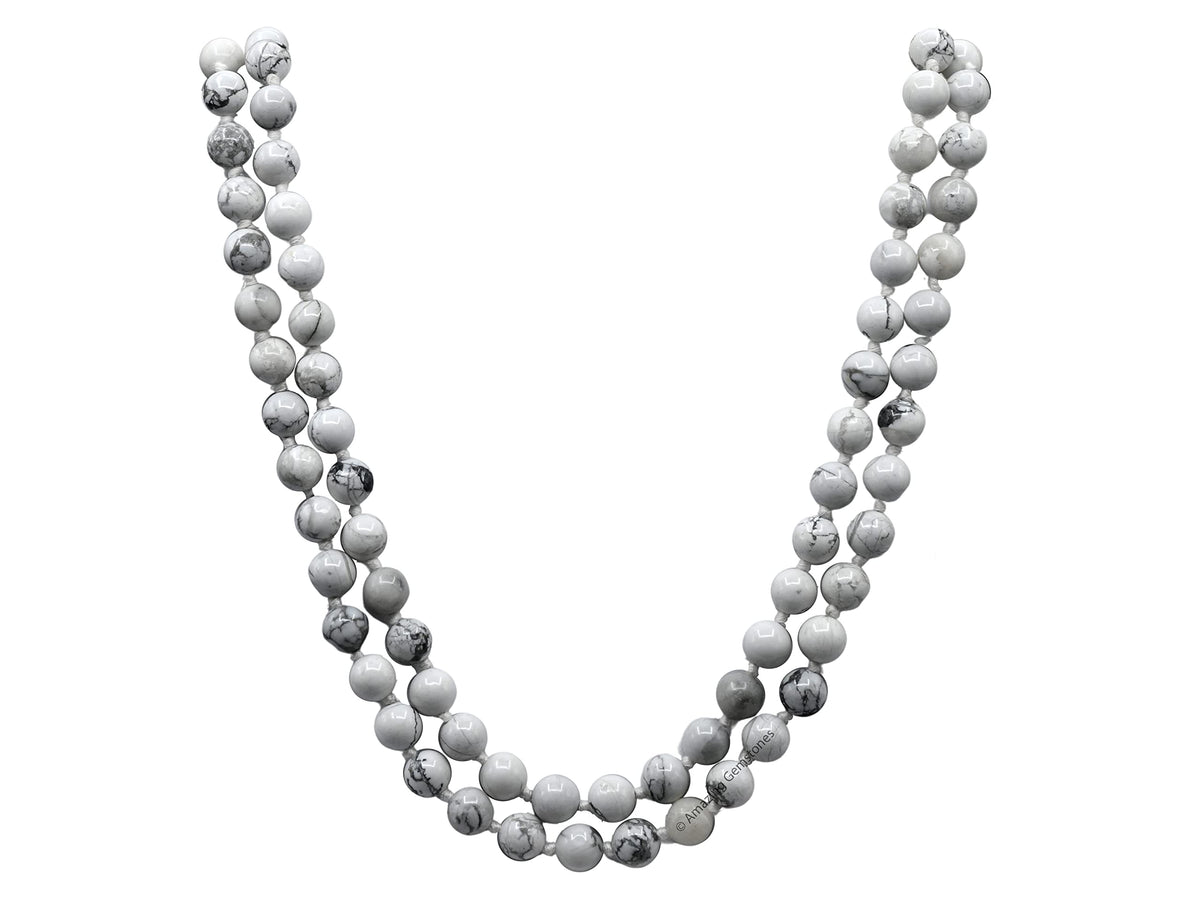 Howlite Buddhist Prayer Beads Japa Mala with 108 Meditation Beads (Hand Knotted / Howlite)