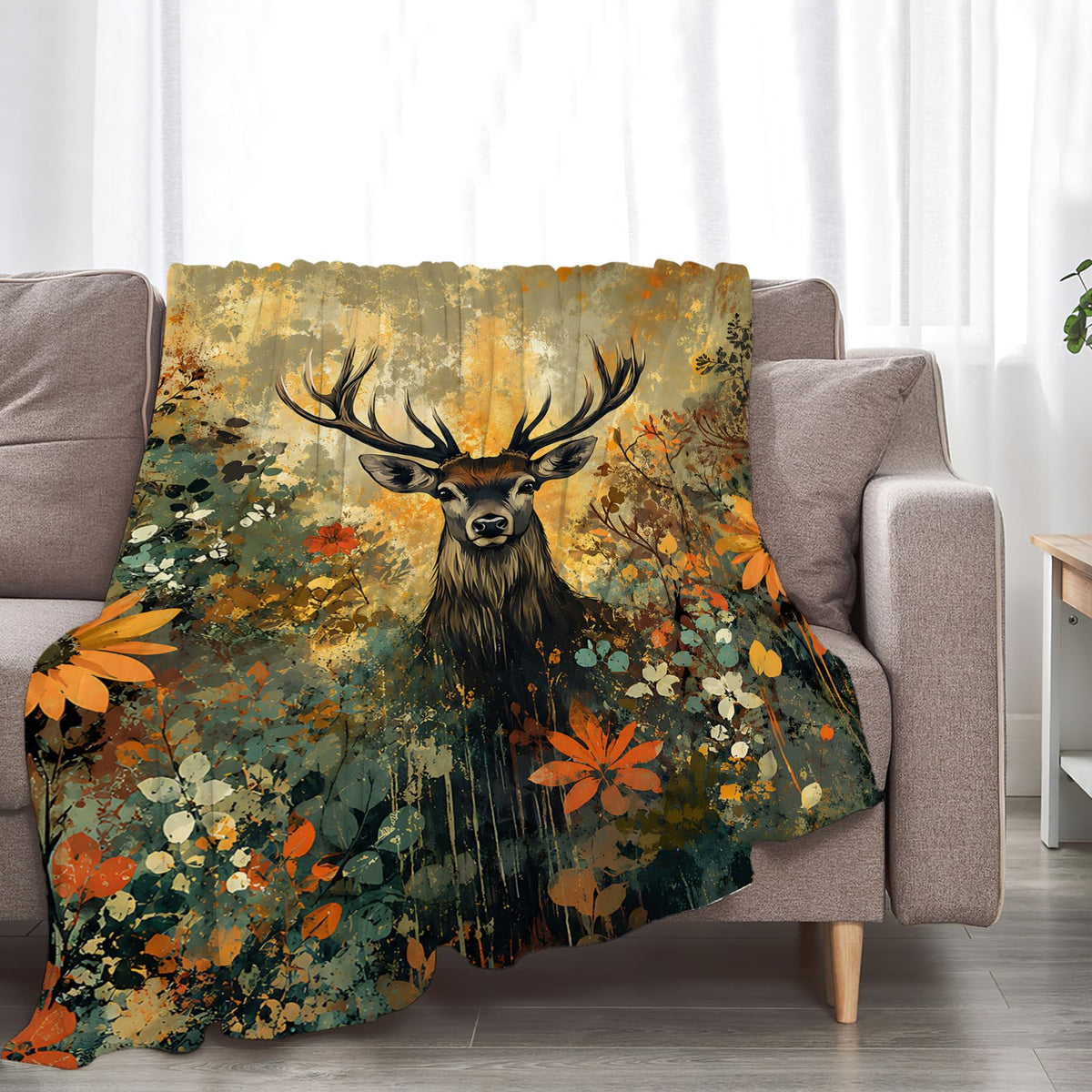 Deer Blanket Autumn Forest Wildlife Lovers Gifts Throw Blanket 40"X50" (40"x50" / Deer-4)