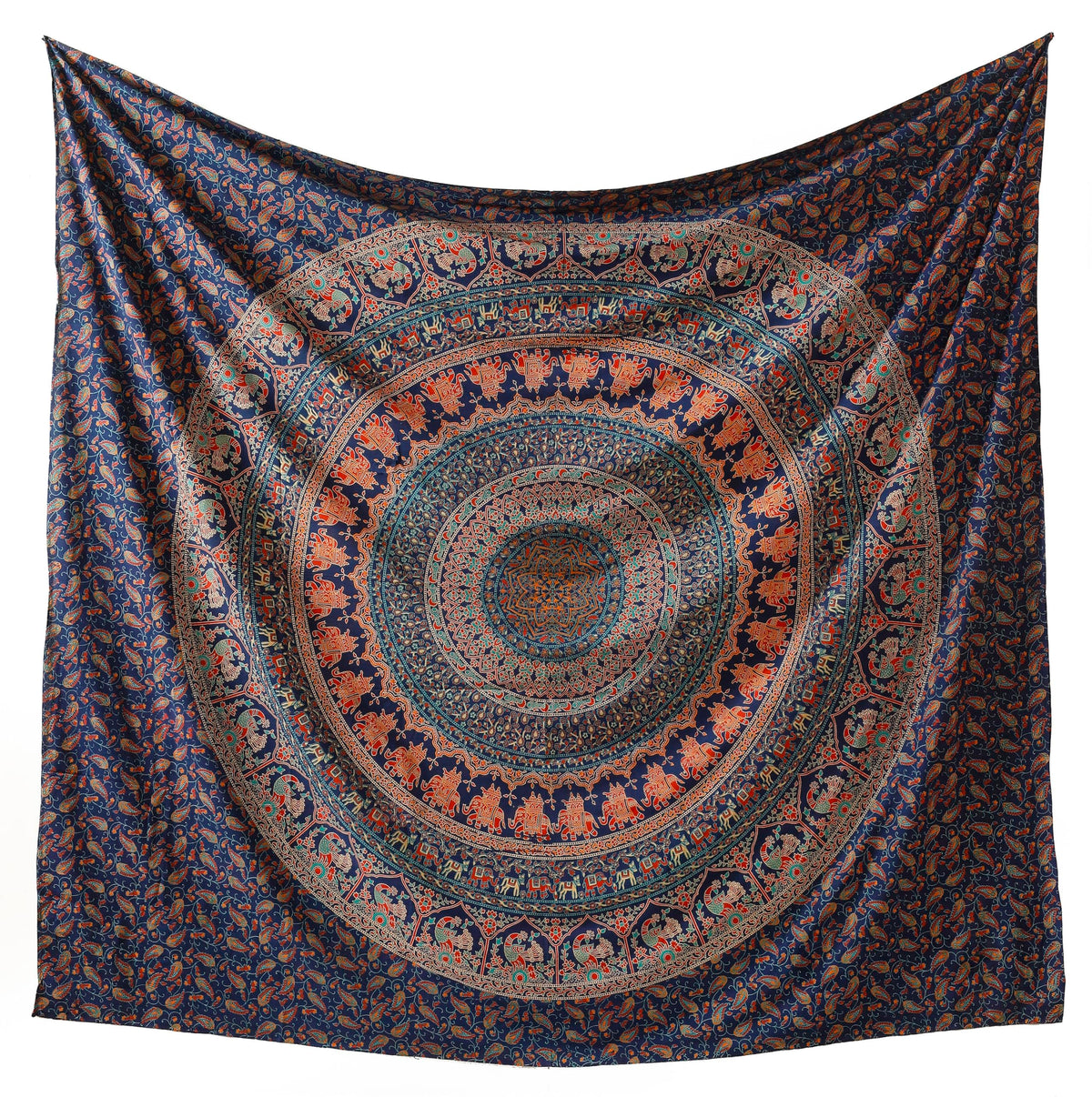 Tapestry Wall Hanging Hippie Mandala Bohemian Hippy Psychedelic Design Indian Magical Thinking Tapestries Bedspread 84x90 Inches (90"L x 84"W / Neavy Blue)