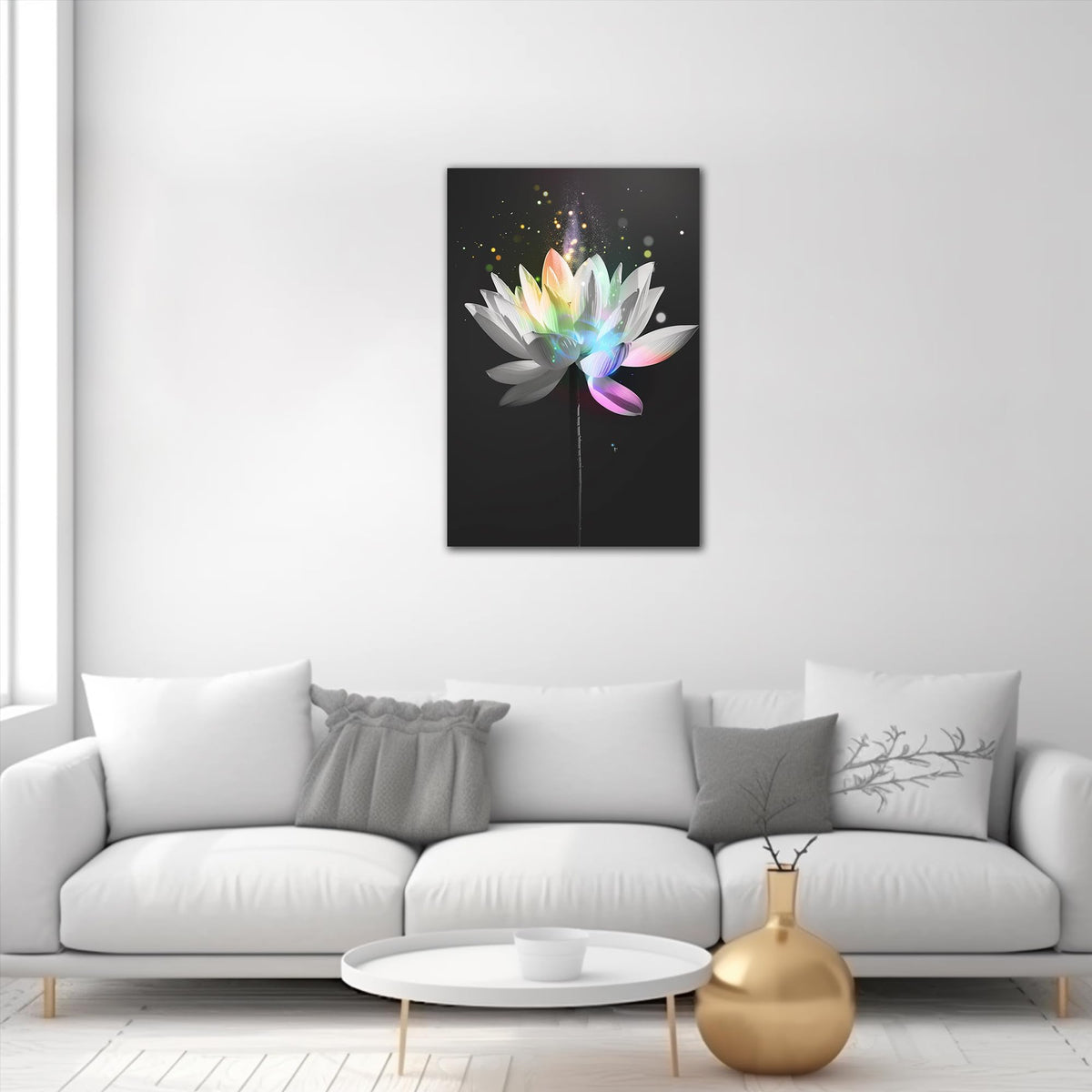 Zen Wall Art White Lotus Flower Canvas Art Print for Spa Bathroom Decor (Zen Stones Canvas Frame-07 / 24"L x 18"W)