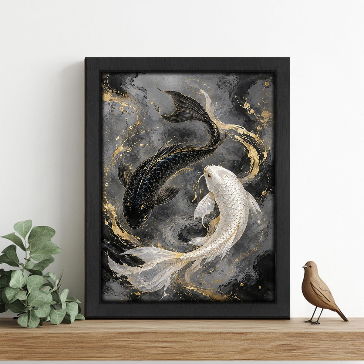Japanese Koi Fish Decor Wall Art (Wall Art Framed 50 / 16"L x 12"W)