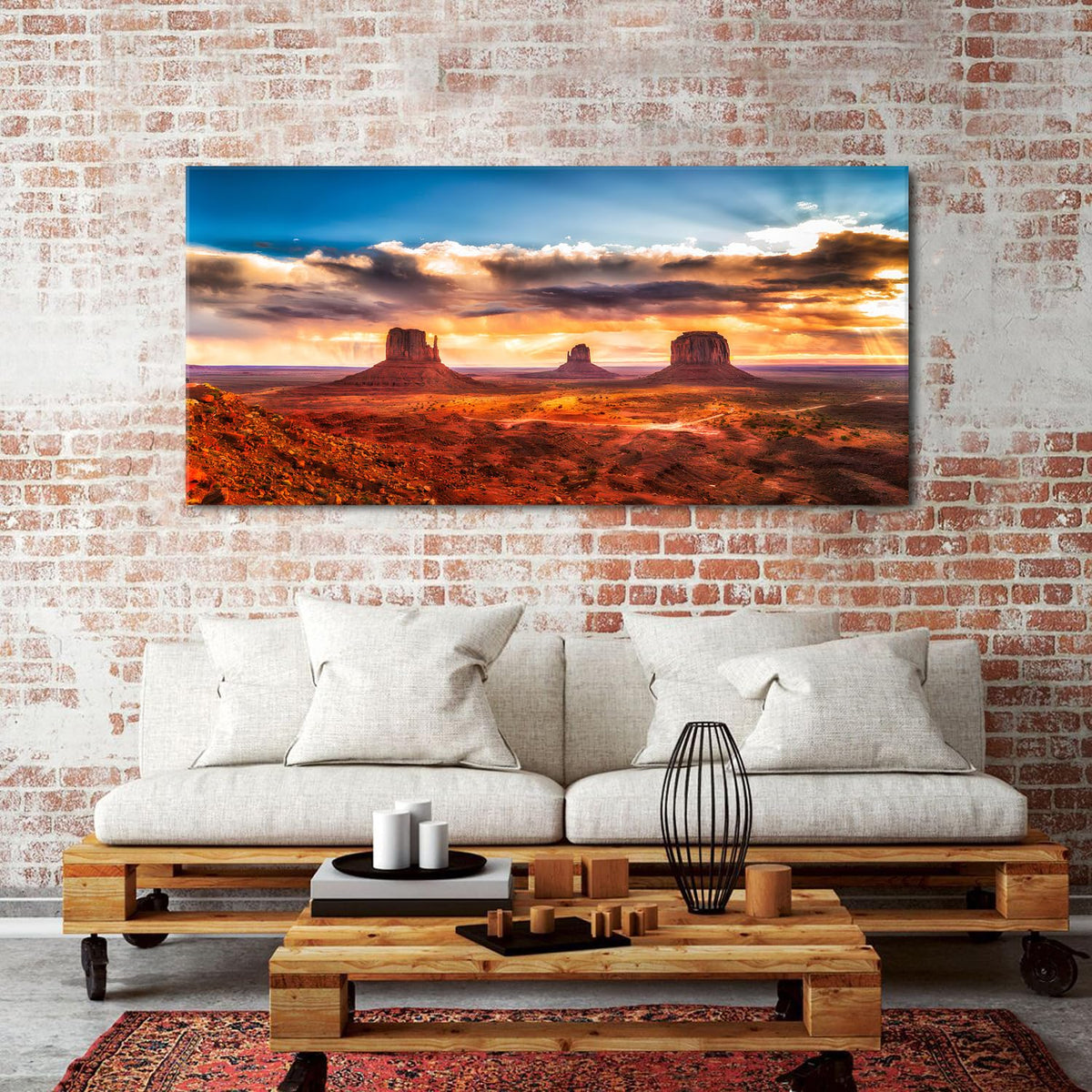 Monument Valley Wall Art Arizona Nature Landscape Living Room Wall Decor American National Park Posters Sunset Desert Scenery Canvas Prints Painting Artwork for Bedroom Office Home Decoration 24x48" (48"L x 24"W / Monument Valley)