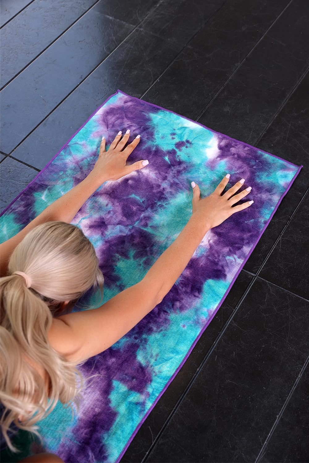 Hot Yoga Towel (Green & Purple/ Purple)