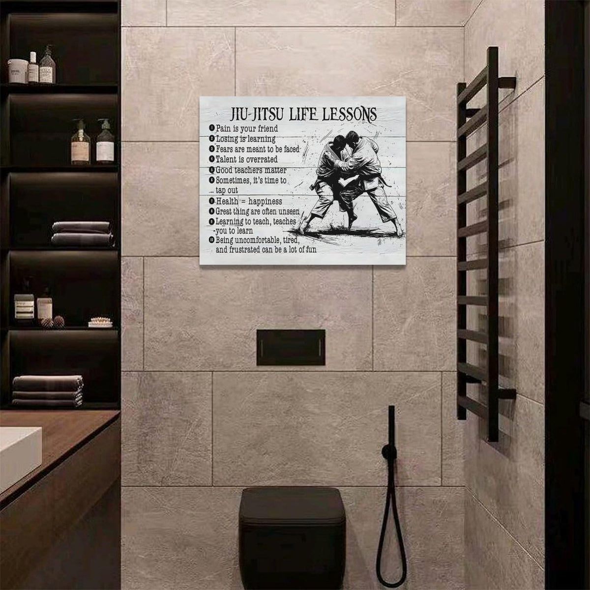 Jiu Jitsu Wall Art Jujitsu Life Lessons Pictures Wall Decor Judo Canvas Prints Martial Decorations Painting Framed Artwork Office Home Decor For Gym Martial Arts Hall Bedroom Living Room 20"x16" (Jujitsu / 20L" x 16W")