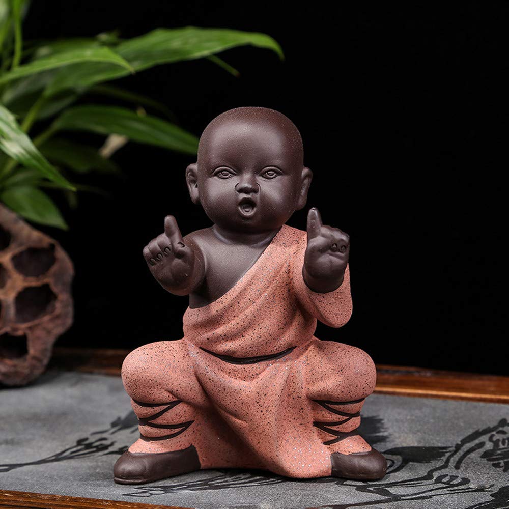 Miniature Buddha Figurine Ceramic Little Cute Buddha Statue Monk Figurine Creative Baby Crafts Dolls Ornaments Gift Chinese Delicate Ceramic Arts and Crafts kung fu Little Monks (Type 1)
