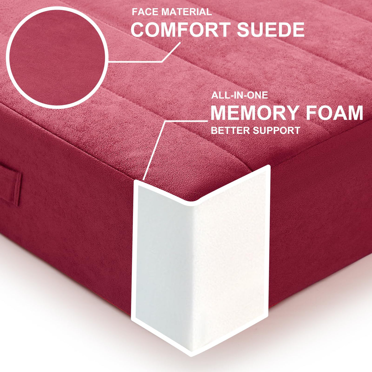 22 inches Floor Pillow for Adults (Burgundy / 1 Count)