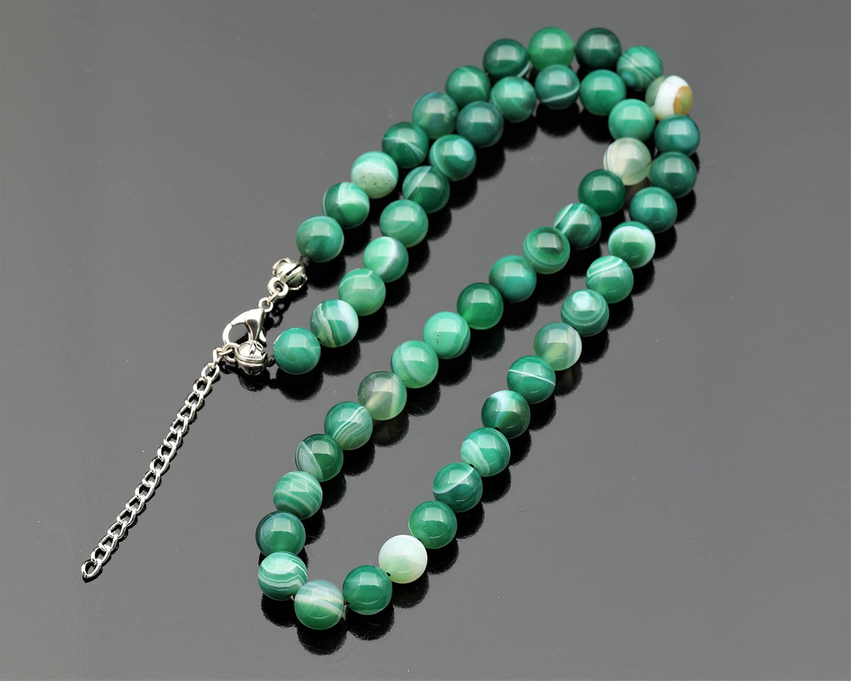 Natural Green Agate Beaded Choker Necklace (Green Agate / 24 Inches)