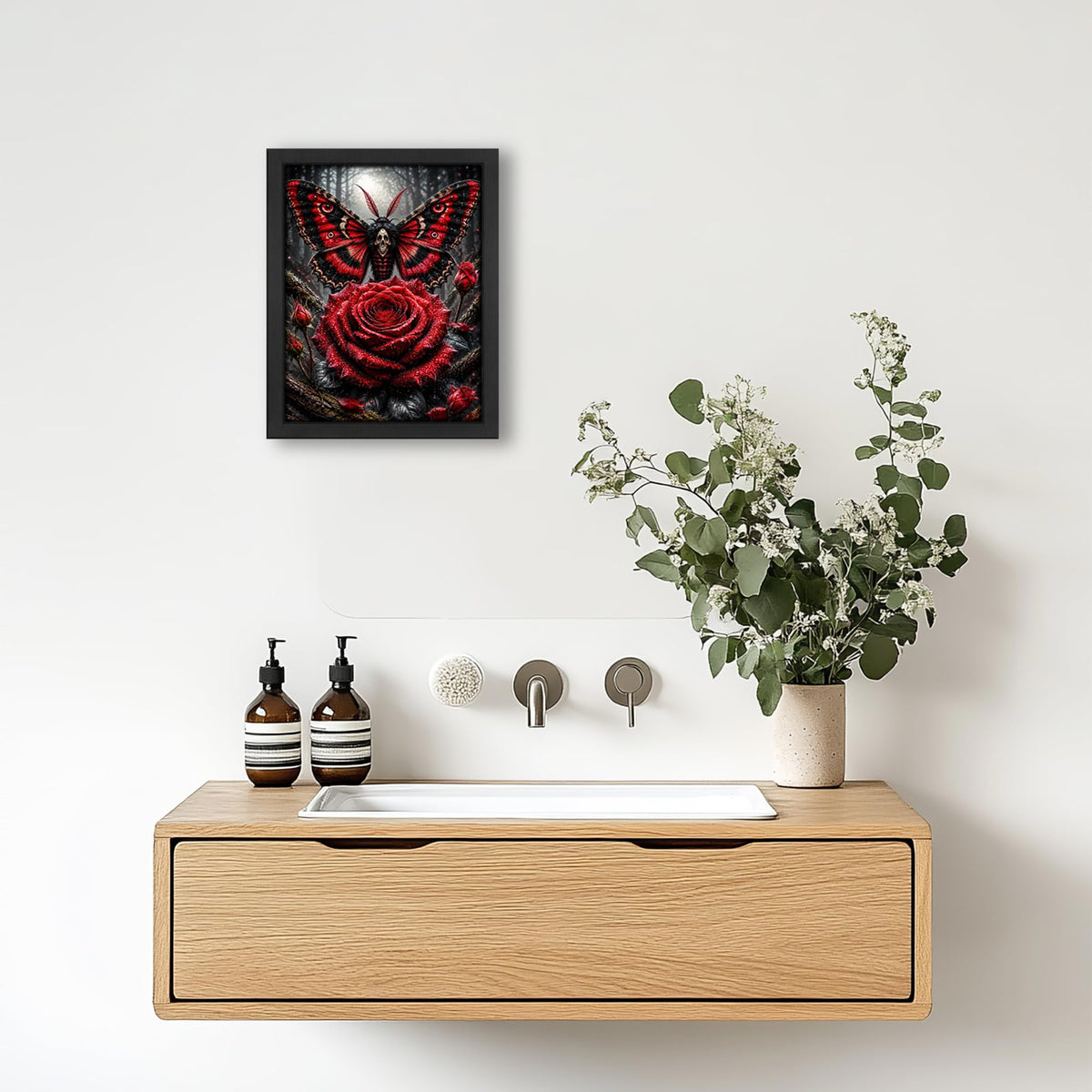 Gothic Death Moth Decor Wall Art (Wall Art Framed 53 / 16"L x 12"W)