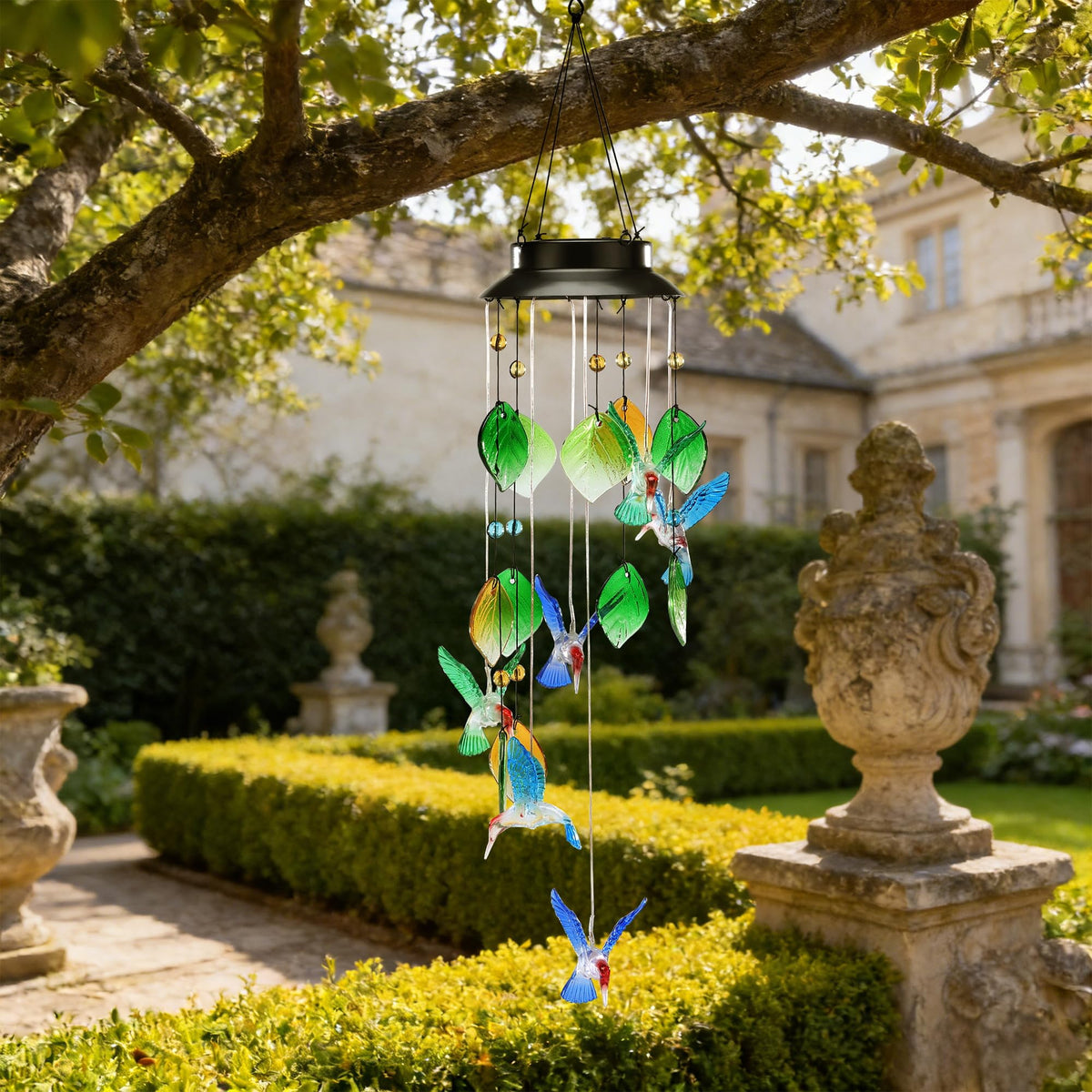 Solar Hummingbird Wind Chime Outdoor 29 Inch