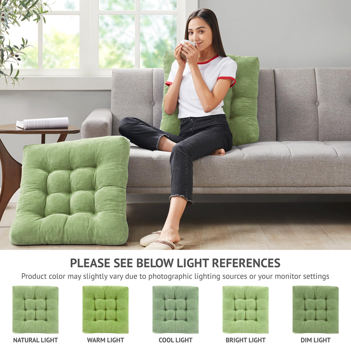 Floor Pillows Set of 6 (6 Pack / Square | Green | 6 Pack)