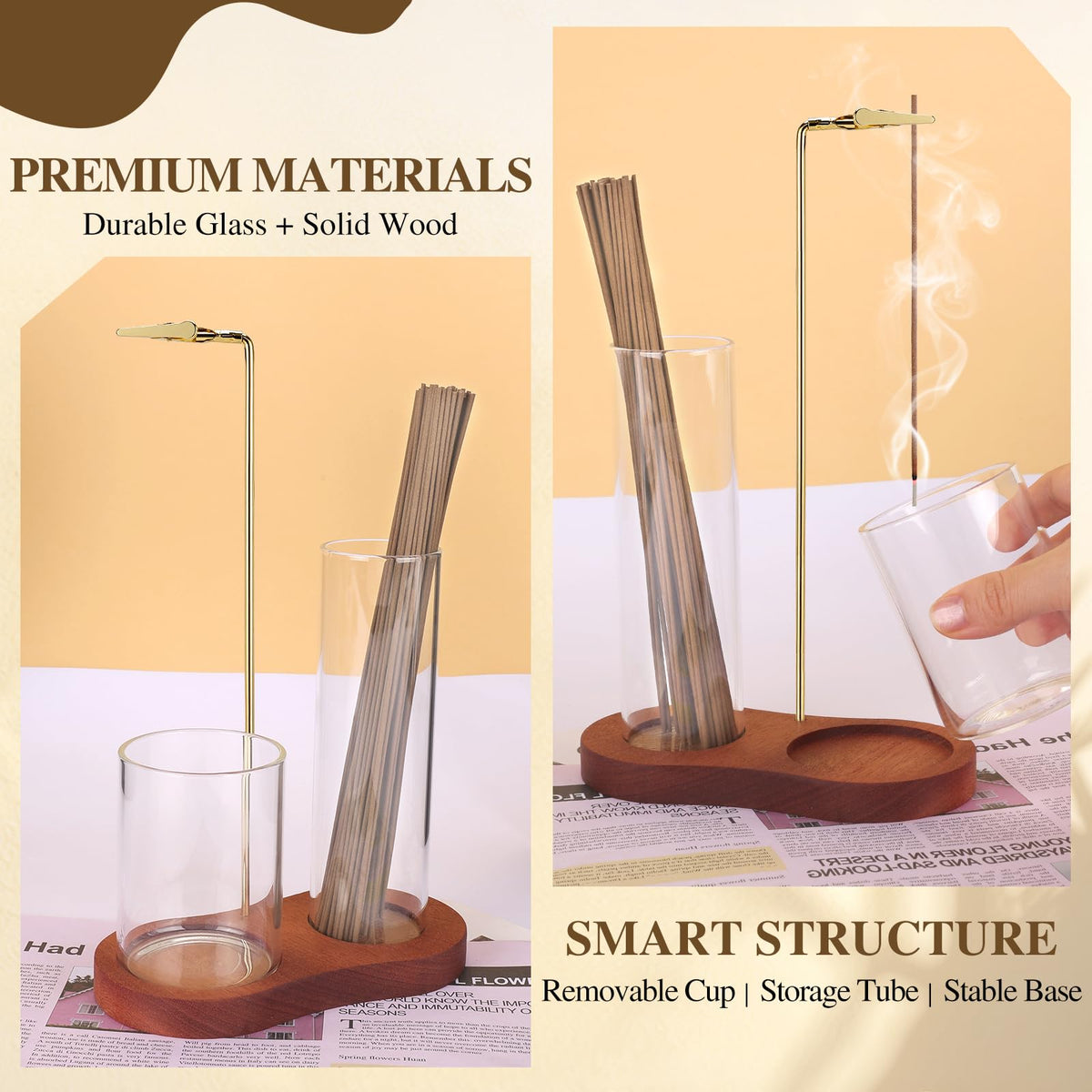 Incense Holder for Sticks (Nut-brown / 2 Pack)