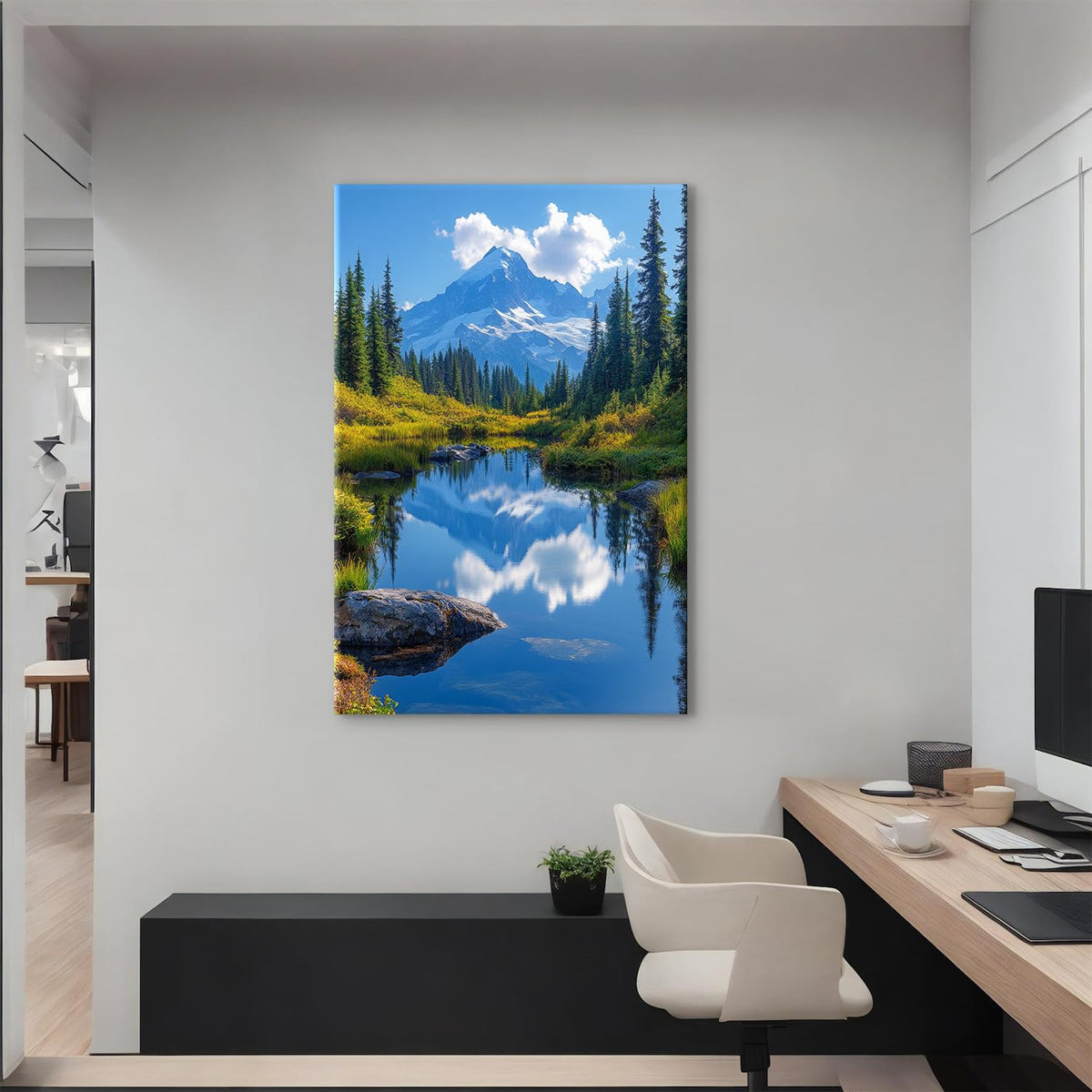 Mount Rainier Wall Art Mountains Pictures Living Room Decor National Park Canvas Prints Posters Nature Landscape Wall Decor Forest Lake Scenic Painting Artwork for Bedroom Home Decoration 32x48" (48"L x 32"W / Mount Rainier)