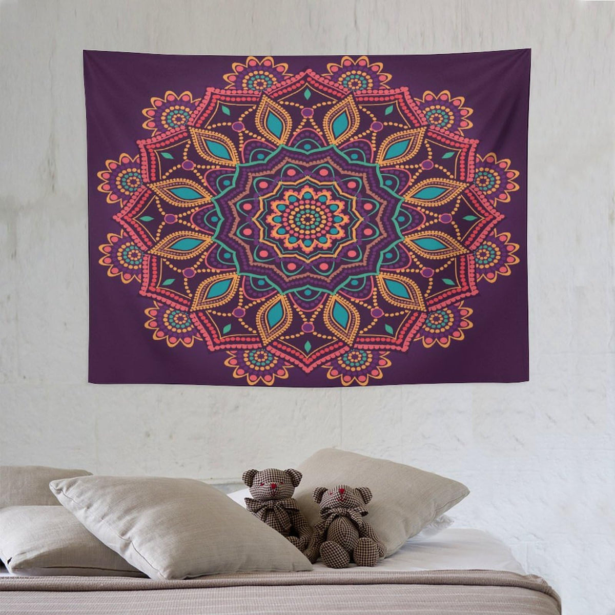 Mandala Tapestry Wall Hanging Indian Hippie Bohemian Art Floral Texture Pattern Tapestries Home Decor for Living Room Bedroom Kitchen Dorm 30"x40" (30"L x 40"W / Mandala-7)