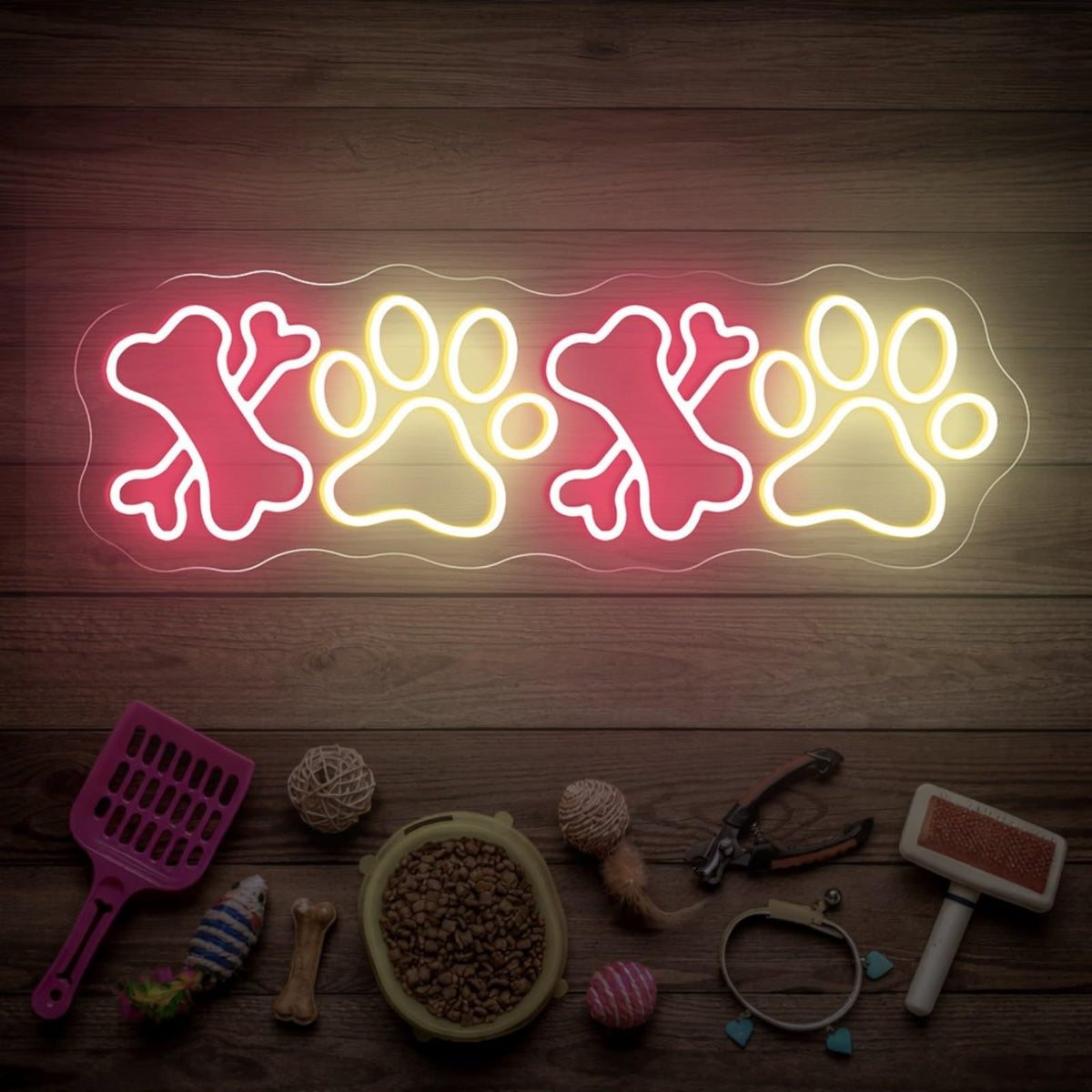 Cute Dog Paw Neon Sign for Pet Store Grooming Salon (Dog Paw)