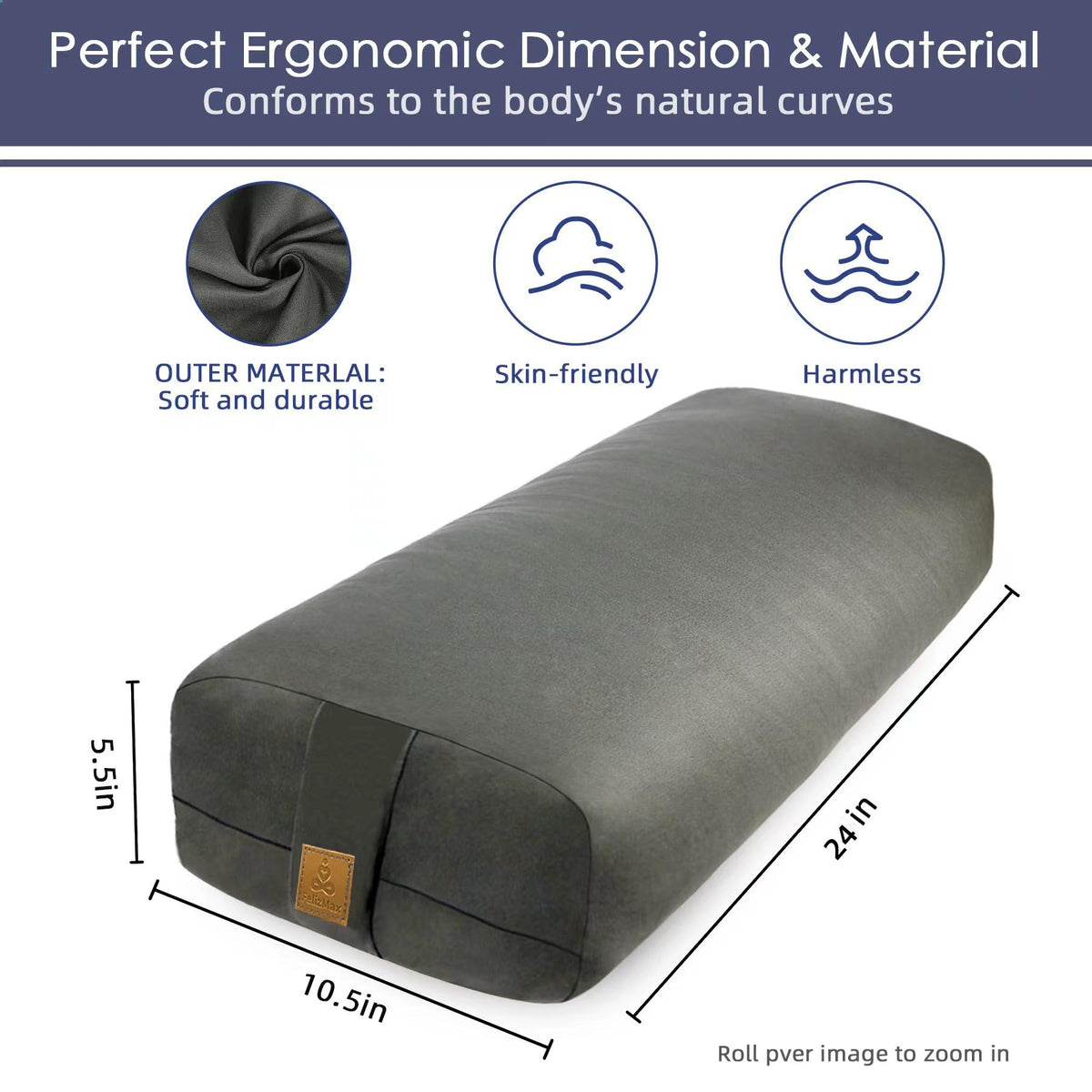 Organic Buckwheat Bolster (Navy Blue)
