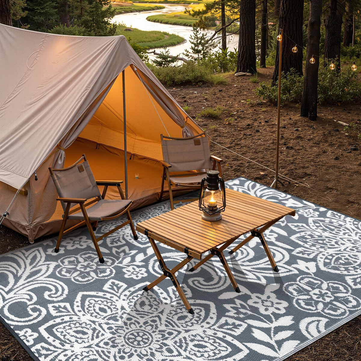 Waterproof Outdoor Rug 6' x 9' (Grey / 6' x 9')