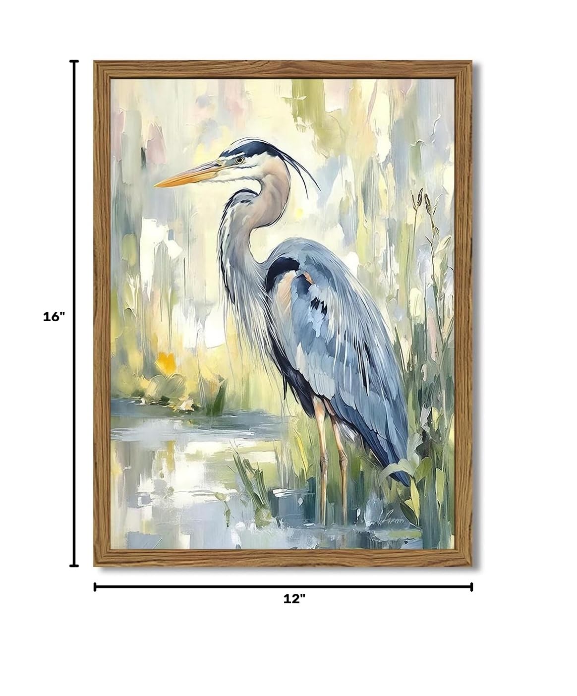 Framed Blue Heron Wall Art (Heron / 16"L x 12"W)