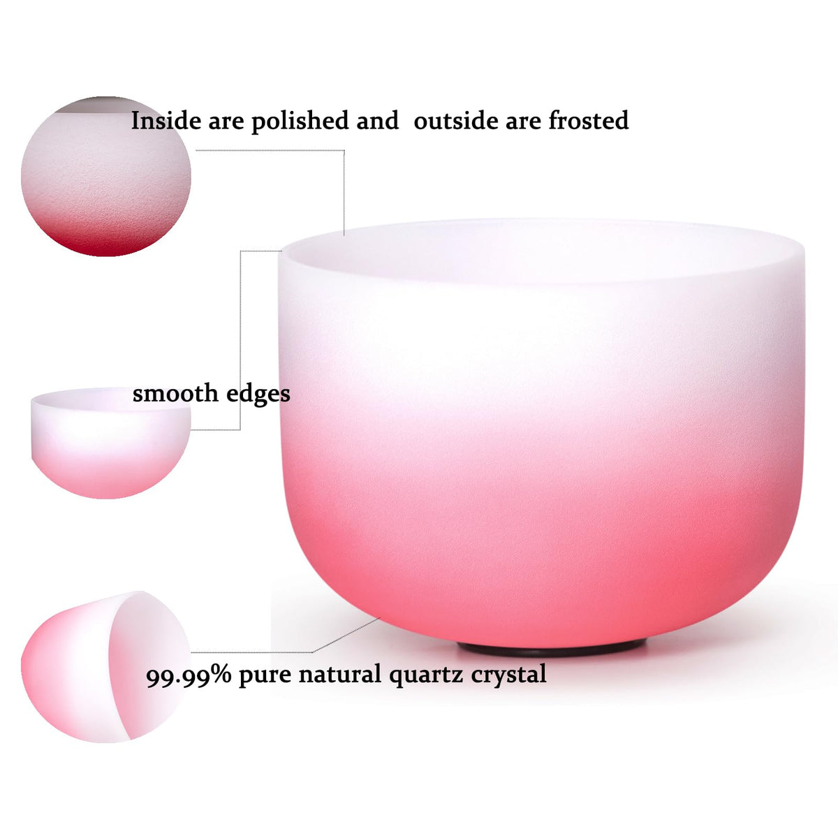 12inch Large Crystal Singing Bowl 432hz B Note for Sound Meditation (432hz 12"C Gradient Red with Bag)