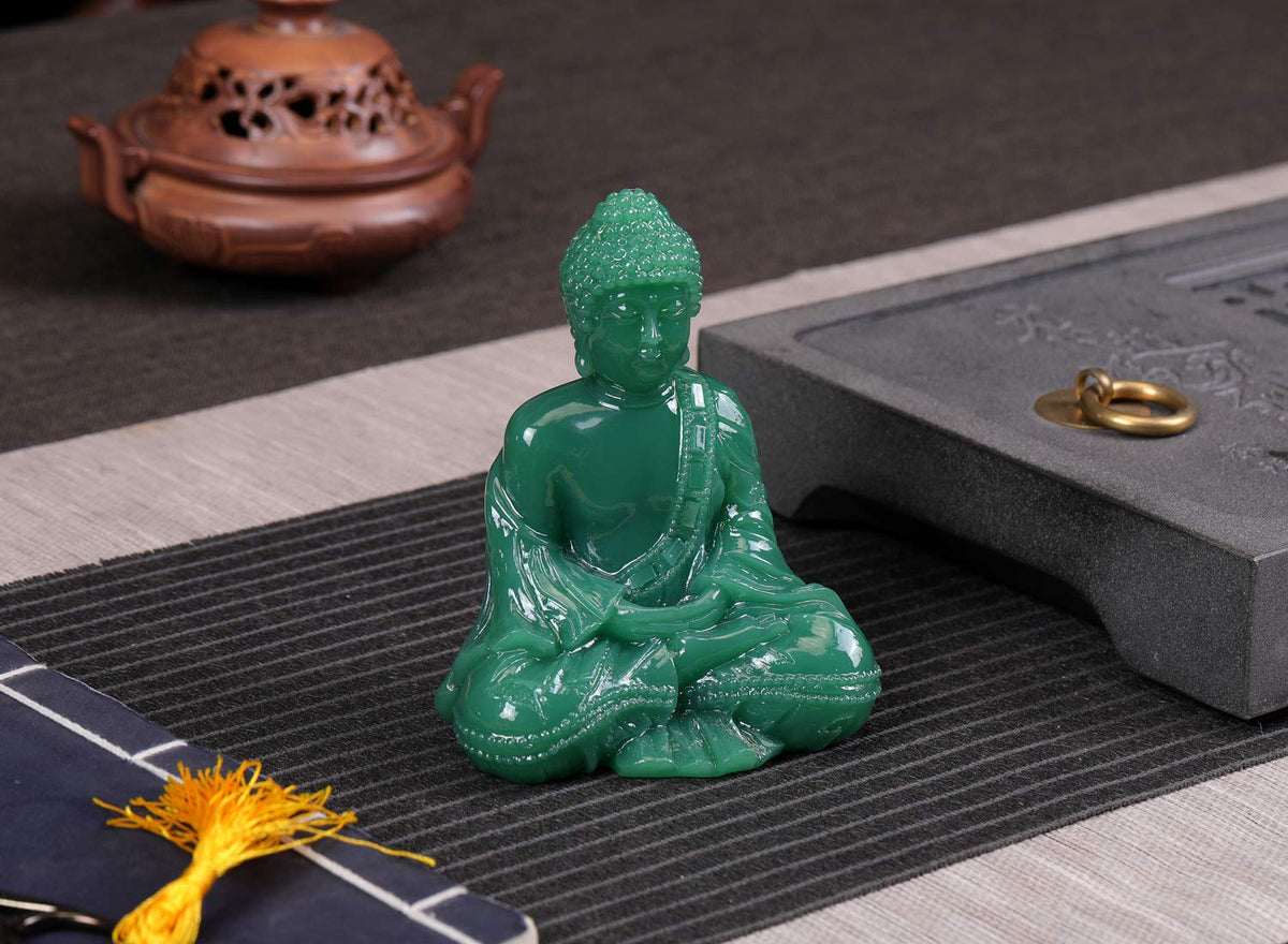 Meditative Seated Buddha Statue (Darkgreen1)