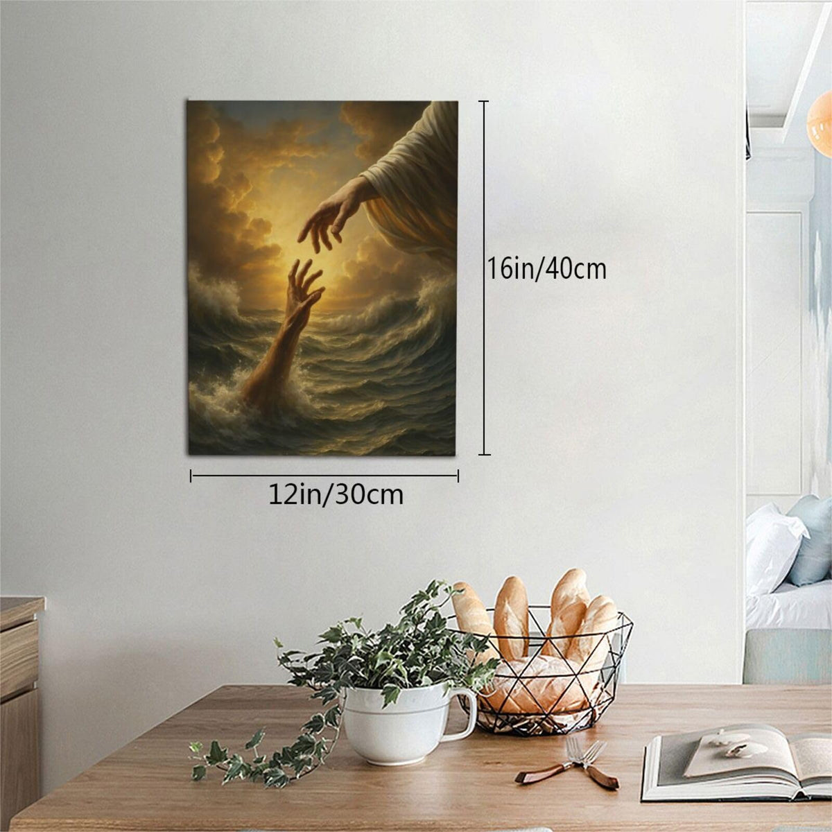Jesus Wall Art Christian The Hand of God Wall Decor Religious Bible Canvas Paintings Pictures Christ Prints Artwork Framed Decorations For Church Prayer Room Bedroom Living Room Gifts 12" x 16" (Jesus / 16"L x 12"W)