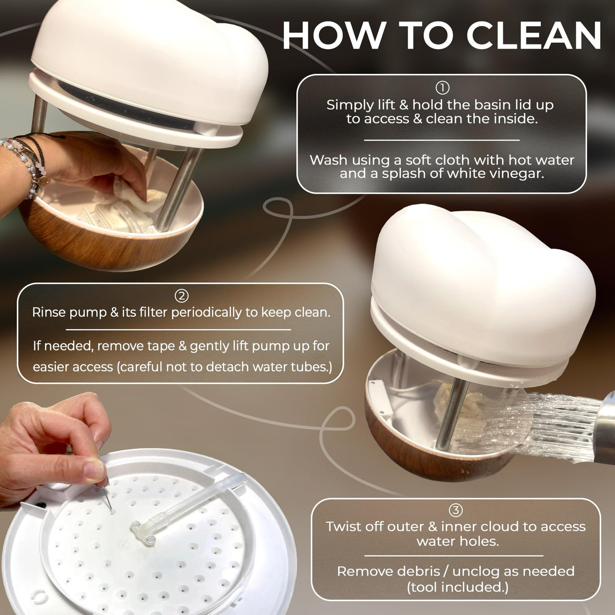 Calming Cloud’ Tabletop Water Fountain (Calming Cloud / Woodgrain Look)