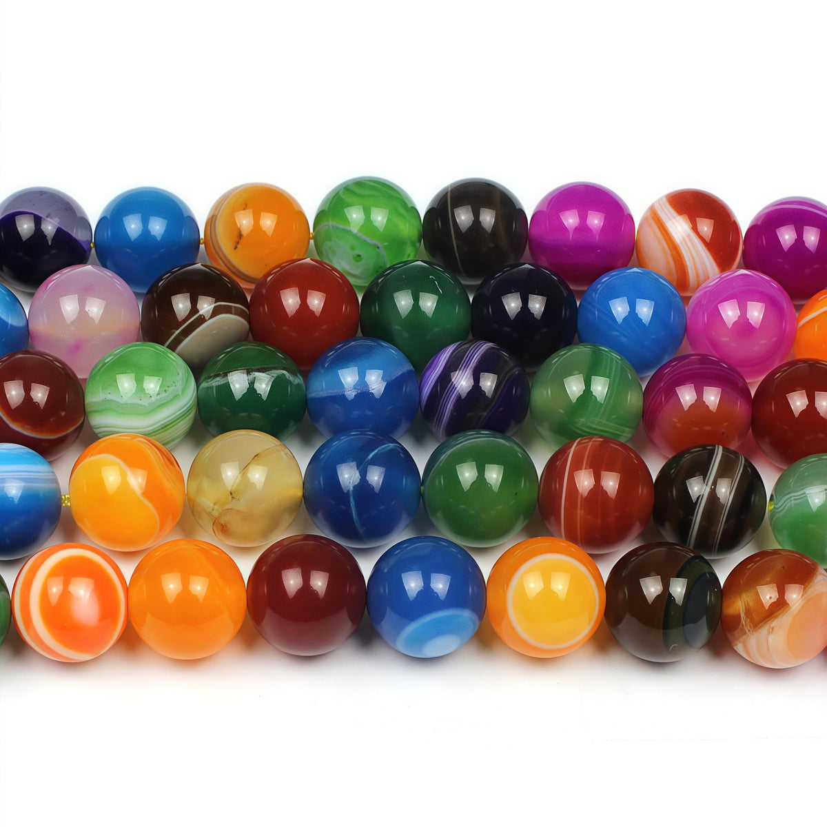 Natural Multicolor Stripe Agate Beads Round Loose Beads for Jewelry Making DIY Bracelet Necklace (Multicolor Stripe Agate / 12mm)