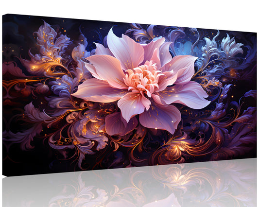 1 Panel Purple Flower Pictures Purple Paintings Abstract Flower Pictures Wall Decor Abstract Flowers Print on Canvas Plum Color Wall Art for Home Decor Stretched and Framed 8x16 inch (16"L x 8"W / Purple Flower 7)