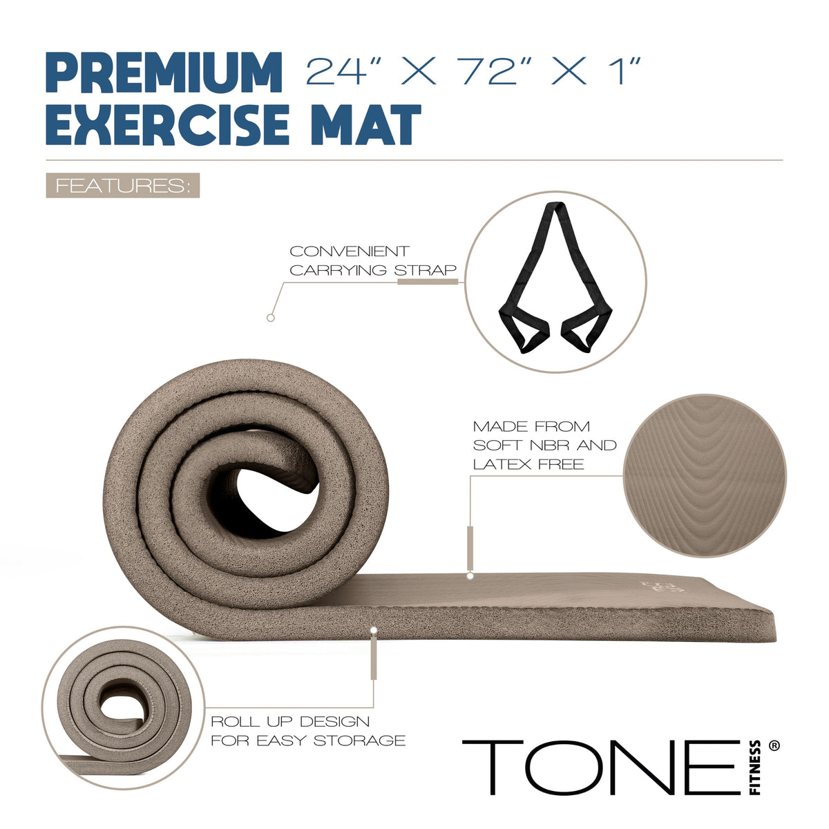1" Extra Thick Yoga Mat (Wave / Beige)