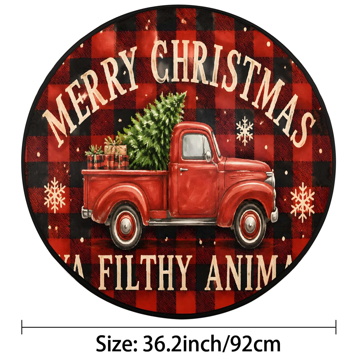 3 Ft Christmas Round Rug Circle Area Rugs Circular Door Mat for Indoor (B:d-29 / 3' (Round))