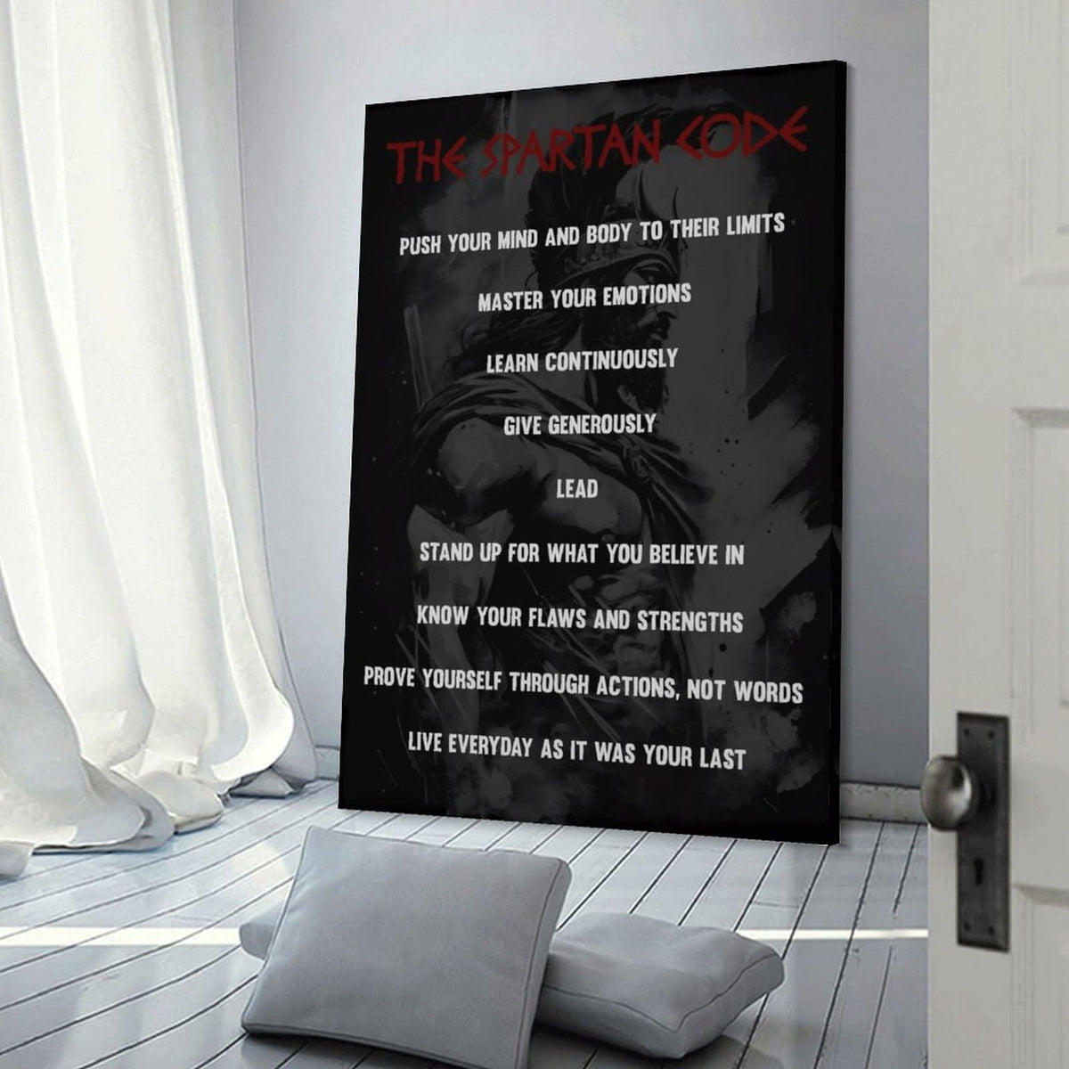 The Spartan Code Abstract Art Printed Canvas Printing Wall Art Prints Wall Decor Posters Dark Warrior Philosophy Motivational Black Red Living Room Bedroom Office Gym Decor 20x30inch (style-11 / 20x30inch(50x75cm) Frame)