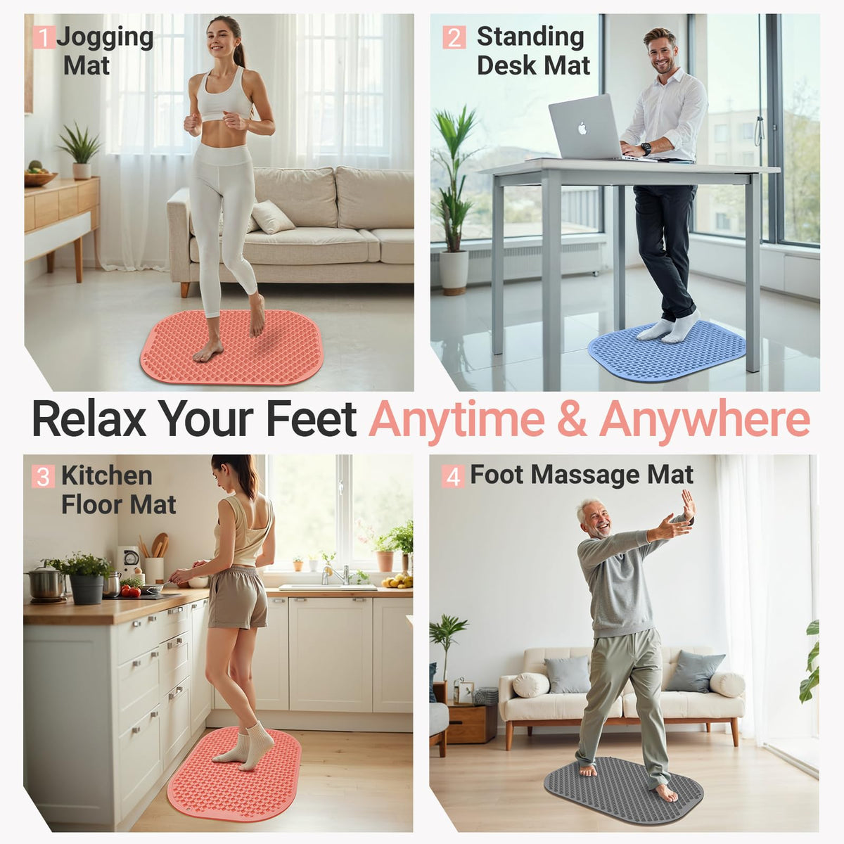 Upgrade Silicone Foot Massager Mat (Pink / Large)