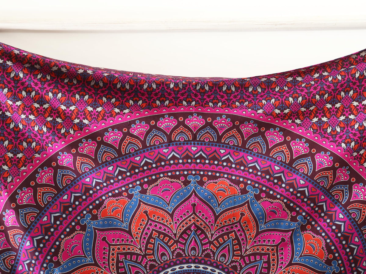 Mandala Hippie Psychedelic Ombre Tapestry Wall Hanging (60L" x 54W" / Purple Wine)