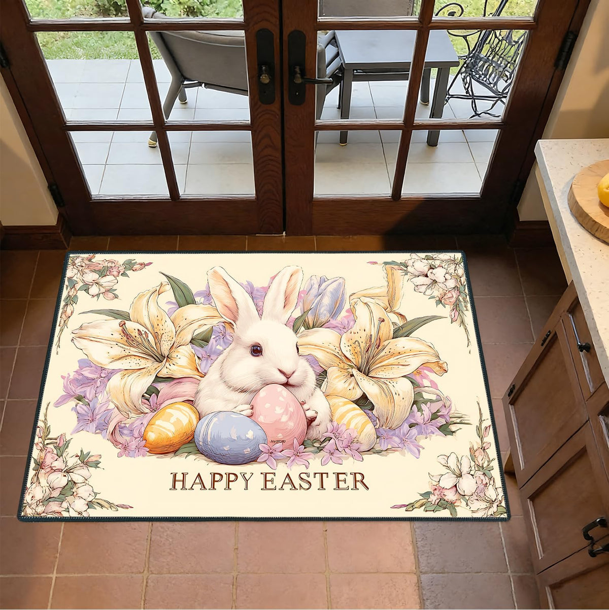 2x3FT Area Rug Vintage Bunny Lily Floral Indoor Entryway Rug (#15 / 2' x 3' (Rectangular))